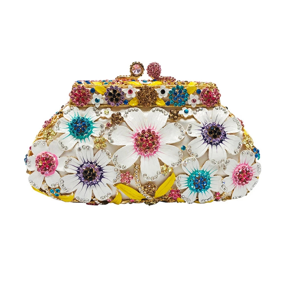 Enamel Daisy Clutch Bag Gorgeous Evening Purse