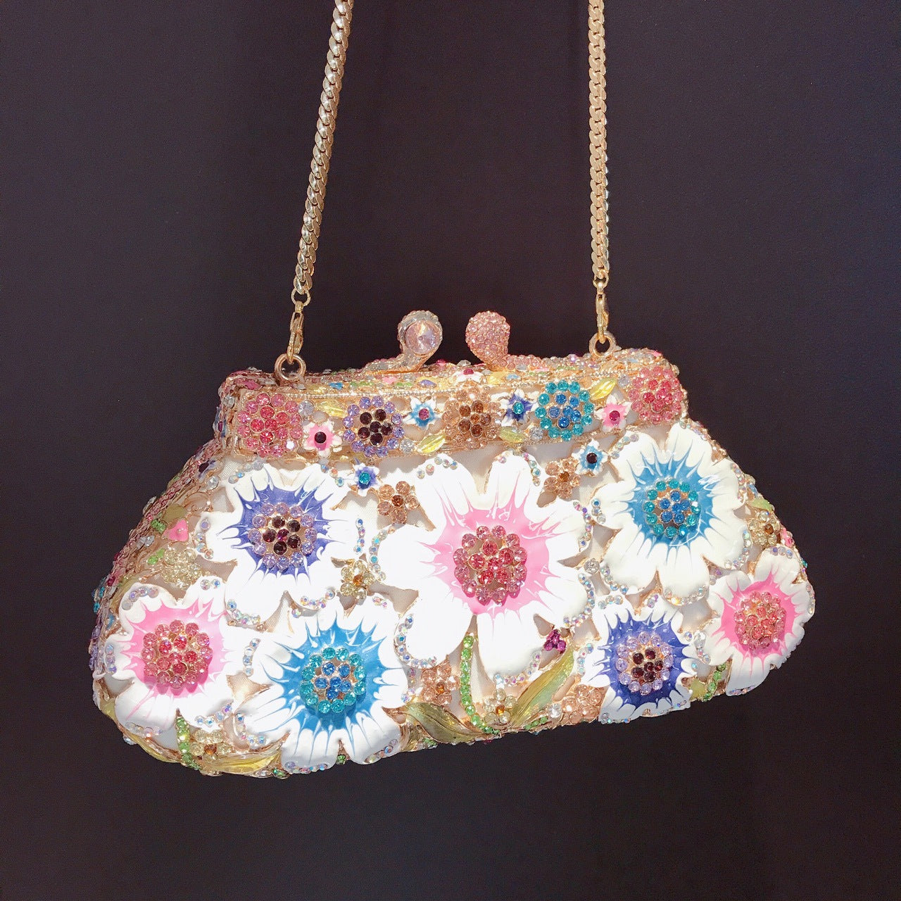 Enamel Daisy Clutch Bag Gorgeous Evening Purse