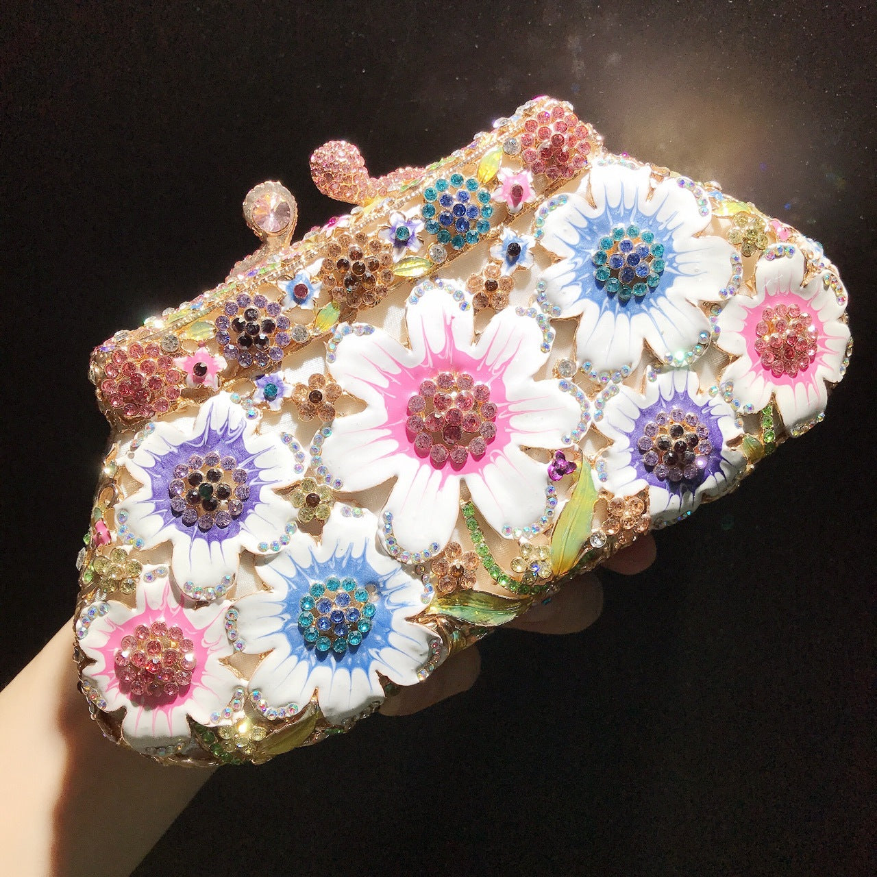 Enamel Daisy Clutch Bag Gorgeous Evening Purse