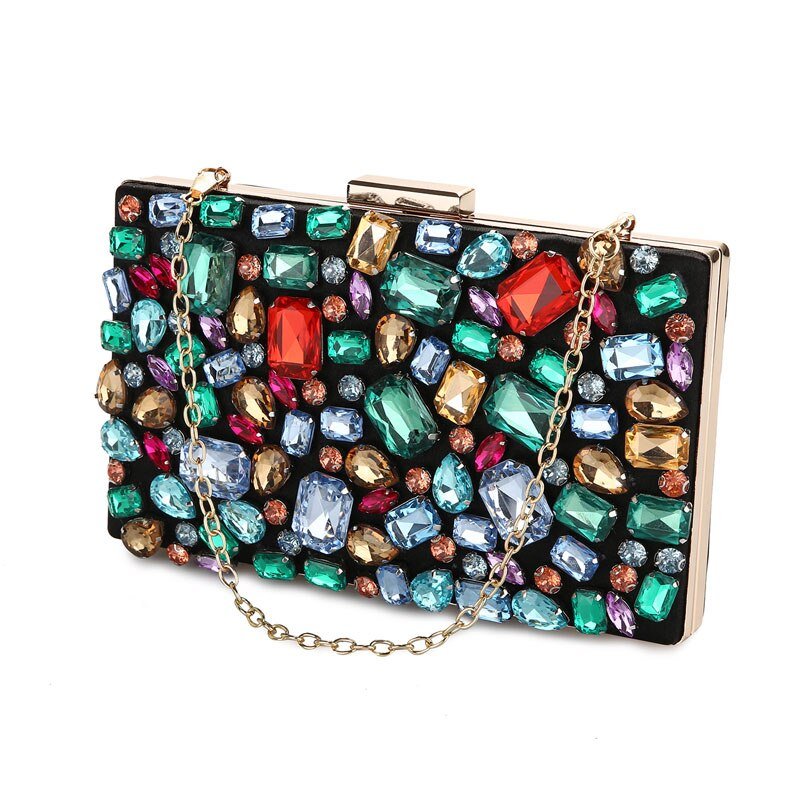 Evening Bags Diamond Beaded Gem Stone Mixed Color
