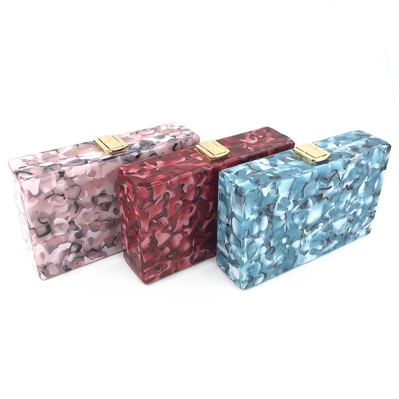 Fashion Marble Pattern Acrylic Evening Clutch Bags