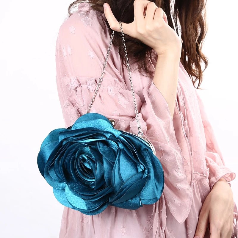 Flower Evening Bag Fashion Rose Chain Clutch
