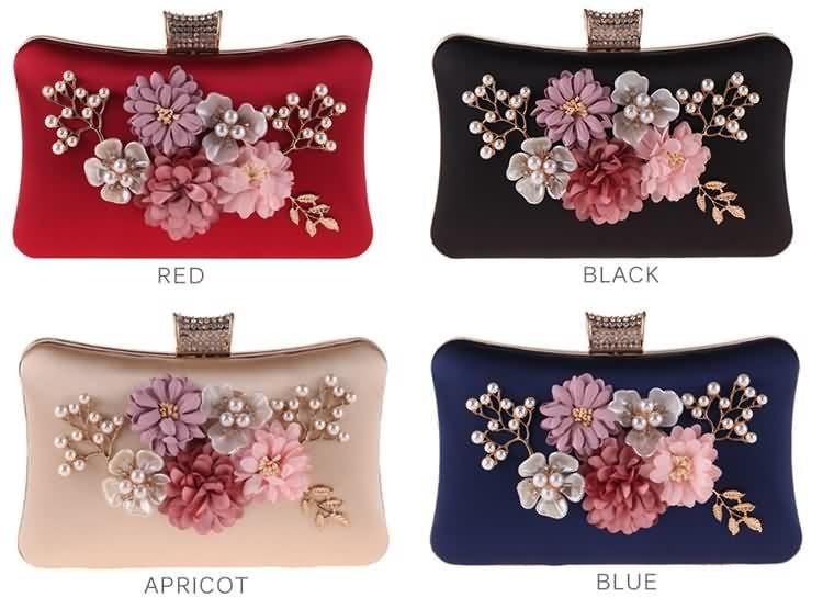 Flower Evening Bags Pearl Beaded Diamond Clutches