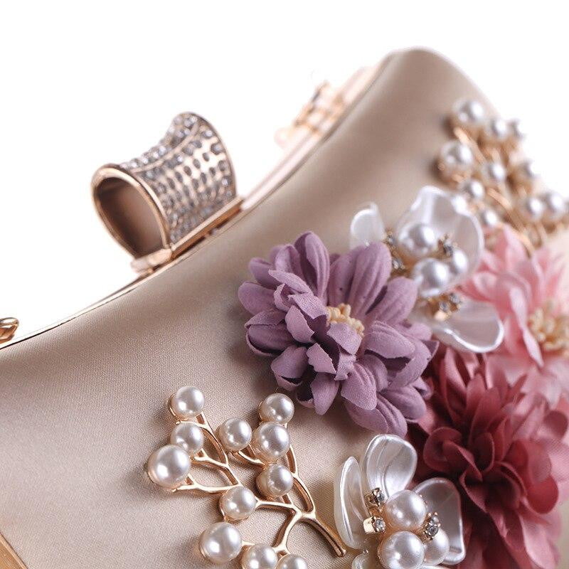 Flower Evening Bags Pearl Beaded Diamond Clutches
