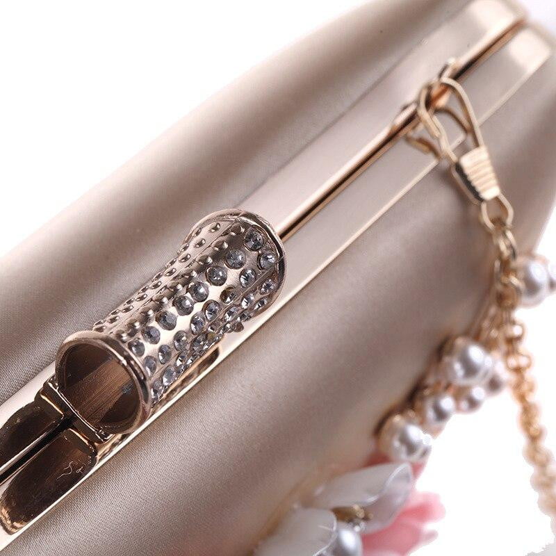 Flower Evening Bags Pearl Beaded Diamond Clutches
