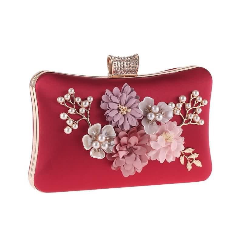 Flower Evening Bags Pearl Beaded Diamond Clutches