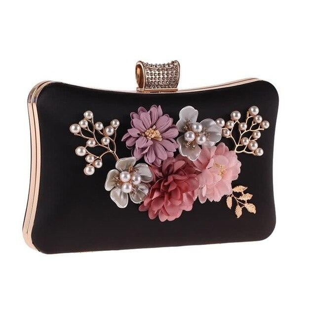 Flower Evening Bags Pearl Beaded Diamond Clutches
