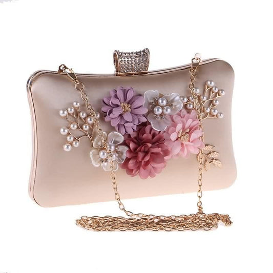 Flower Evening Bags Pearl Beaded Diamond Clutches