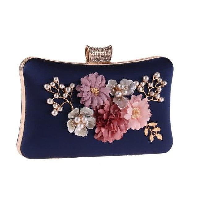 Flower Evening Bags Pearl Beaded Diamond Clutches