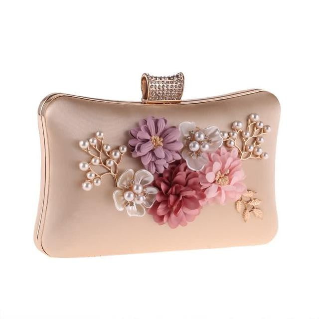 Flower Evening Bags Pearl Beaded Diamond Clutches