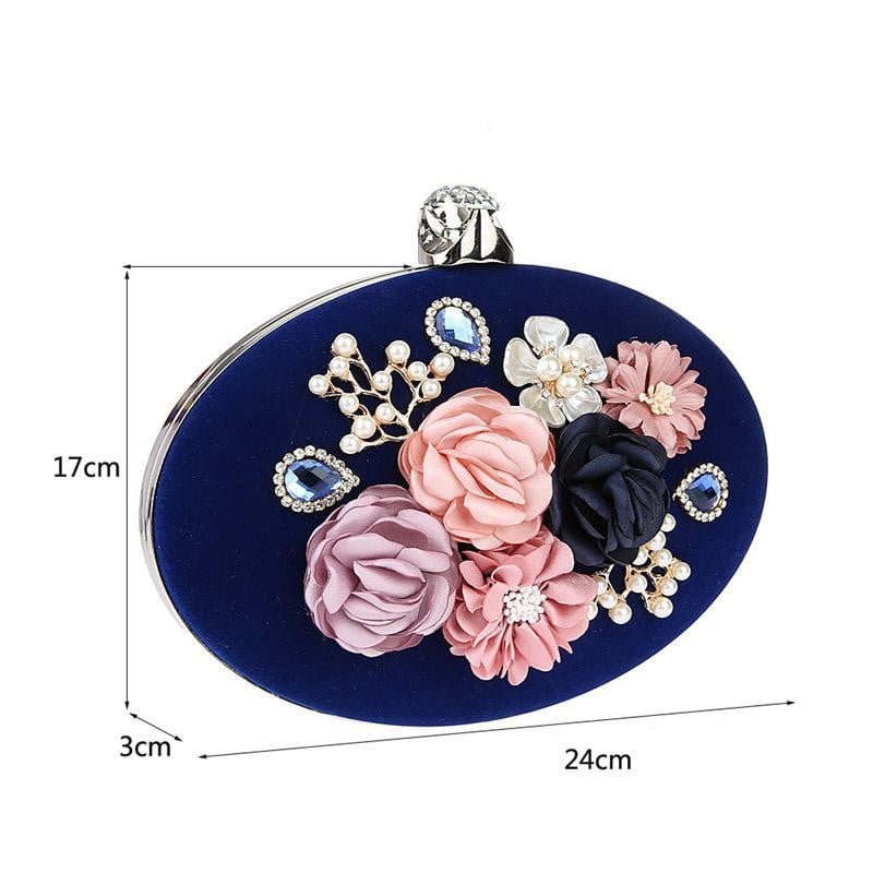 Flower Evening Bags Pearl Diamonds Clutches