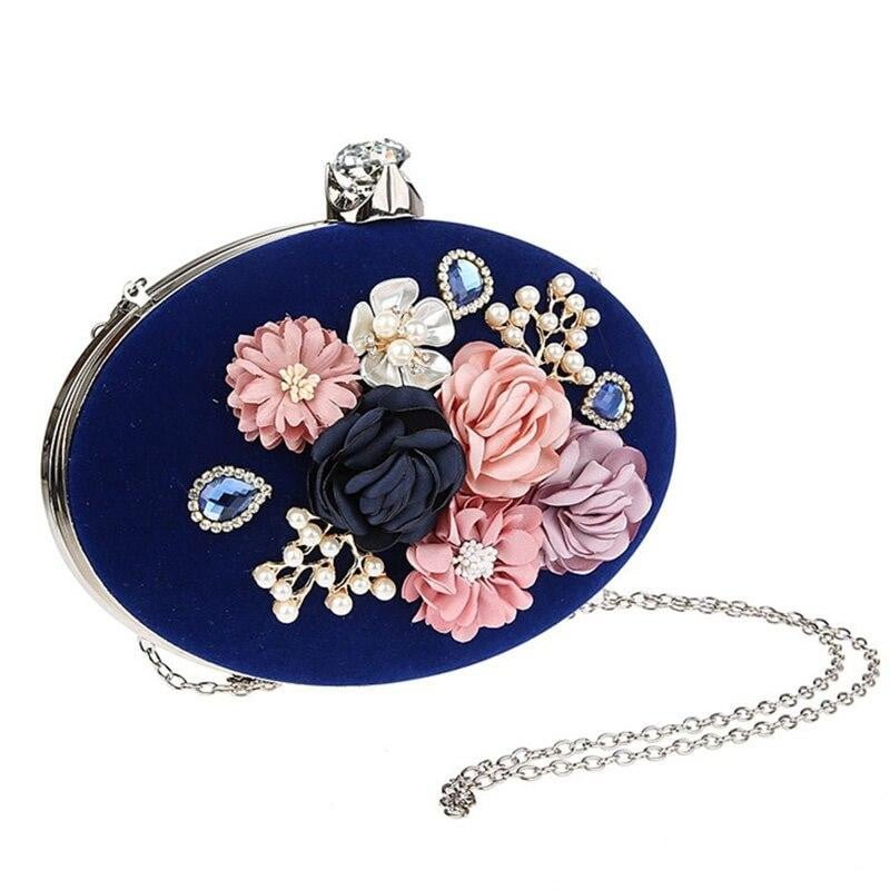 Flower Evening Bags Pearl Diamonds Clutches