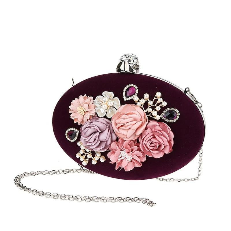 Flower Evening Bags Pearl Diamonds Clutches