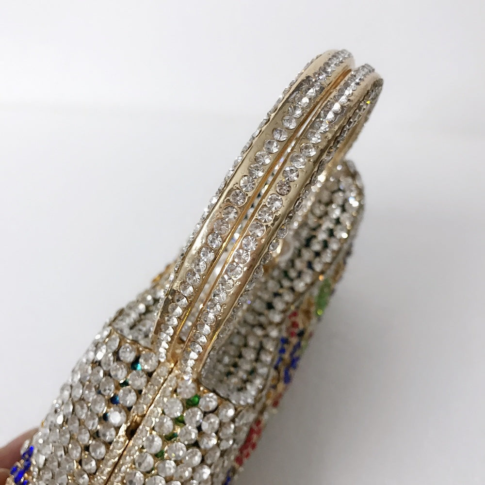 Full Rhinestones Clutch Metal Flower Evening Bag