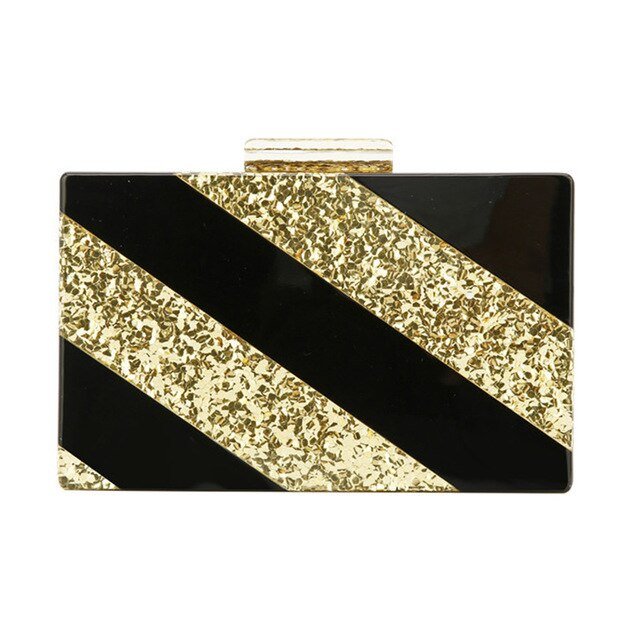 Gold Color Sequin Women Evening Bag Acrylic Clutch Purse