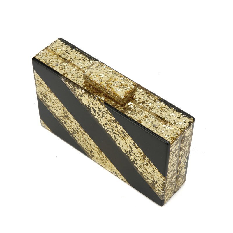 Gold Color Sequin Women Evening Bag Acrylic Clutch Purse
