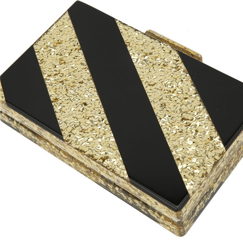 Gold Color Sequin Women Evening Bag Acrylic Clutch Purse