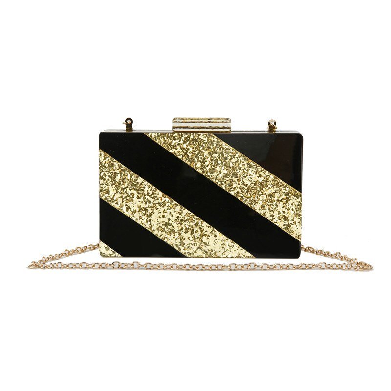 Gold Color Sequin Women Evening Bag Acrylic Clutch Purse