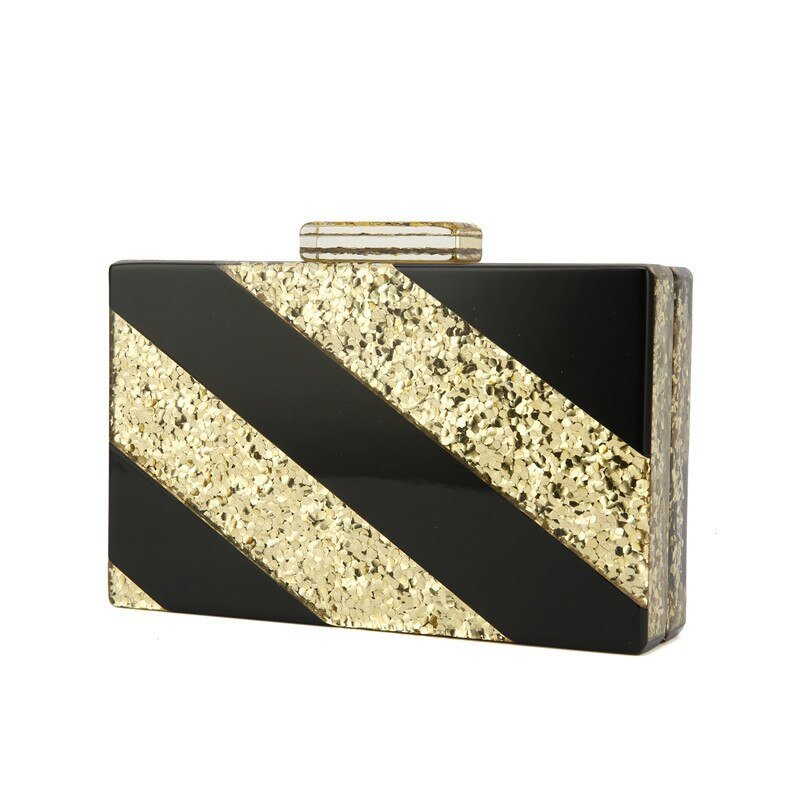 Gold Color Sequin Women Evening Bag Acrylic Clutch Purse
