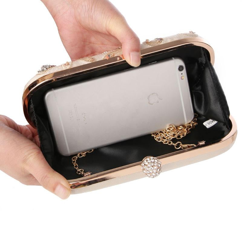 Gold Evening Bags Crystal Rhinestone Wedding Clutch