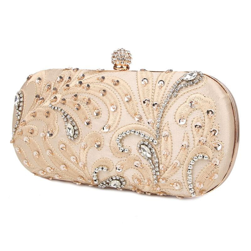 Gold Evening Bags Crystal Rhinestone Wedding Clutch
