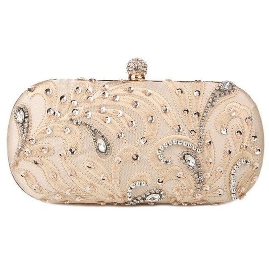 Gold Evening Bags Crystal Rhinestone Wedding Clutch