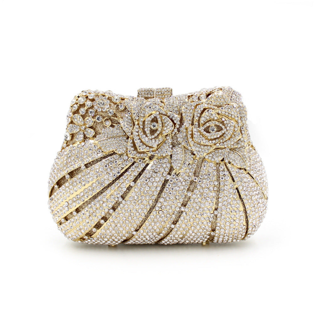 Golden Floral Luxury Evening Clutch Bag