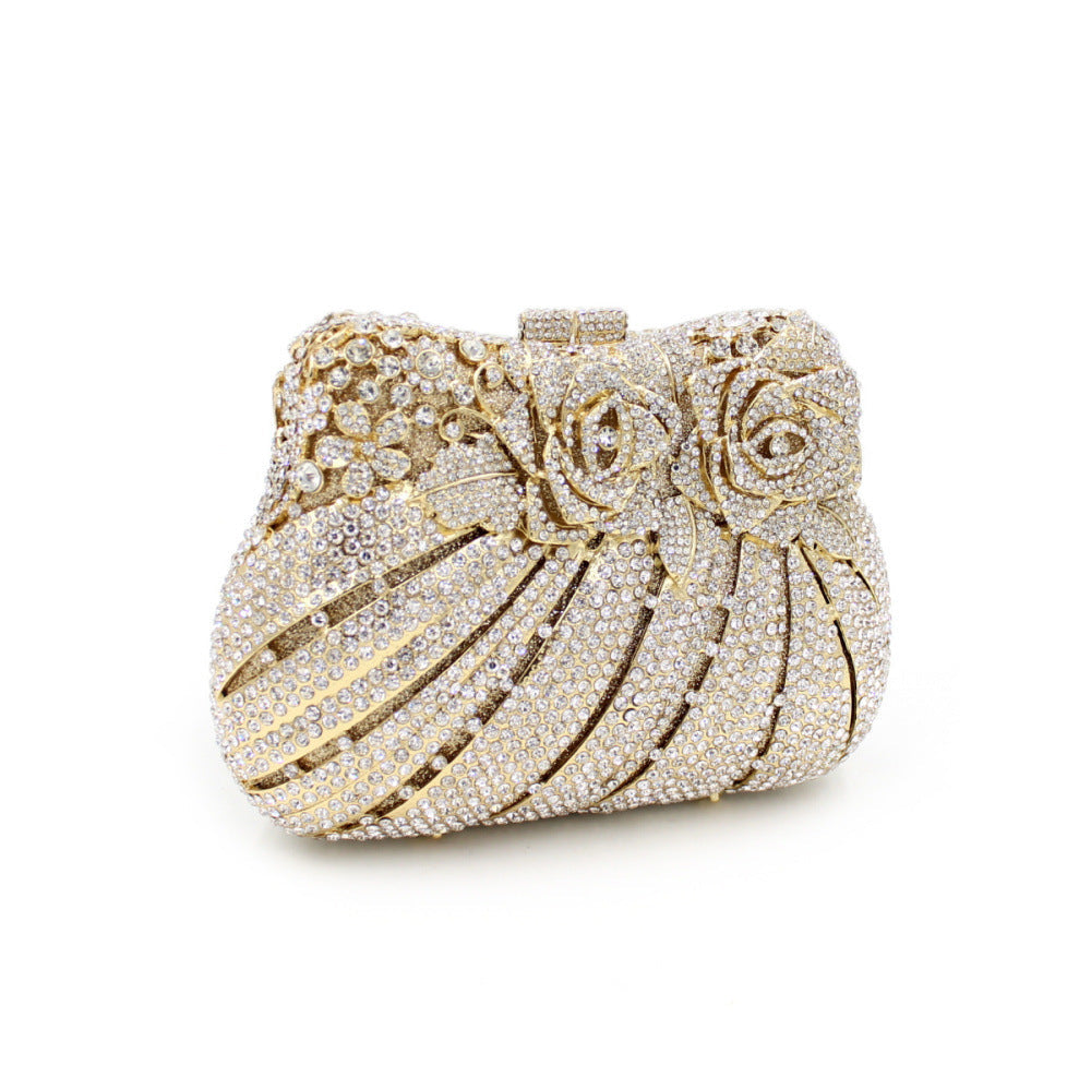 Golden Floral Luxury Evening Clutch Bag
