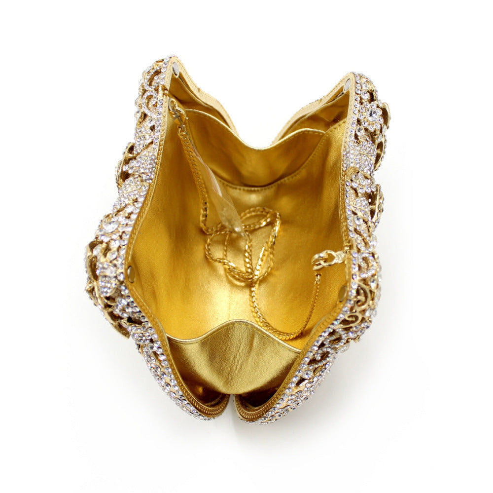 Golden Floral Luxury Evening Clutch Bag