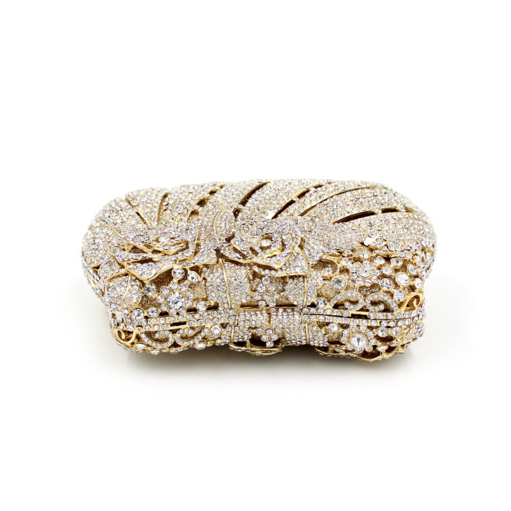 Golden Floral Luxury Evening Clutch Bag