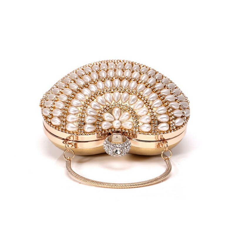 Heart Design Women Clutches Diamonds Evening Bags With Tassel