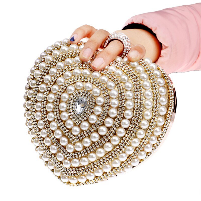 Heart Shape Evening Clutch Bags Beaded