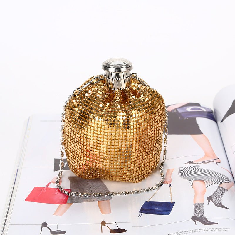Kettle-shaped Sequined Evening Clutch Bag