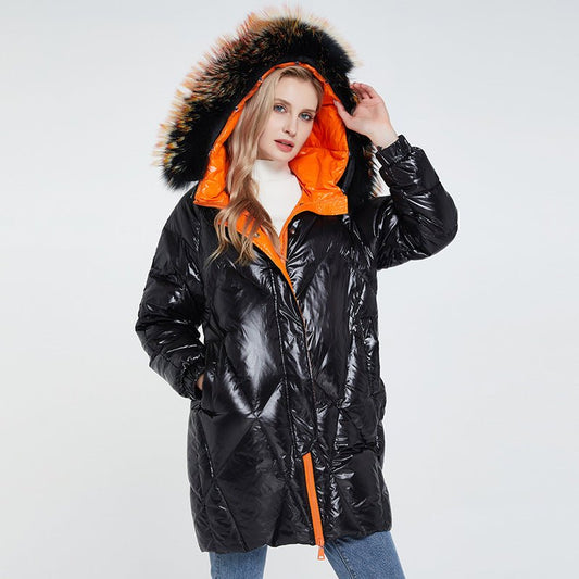 Ladies Long Puffer Jackets With Real Fur Hood
