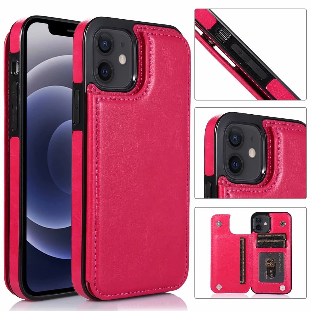 Leather Cover Card Slots Wallet Case For iPhone