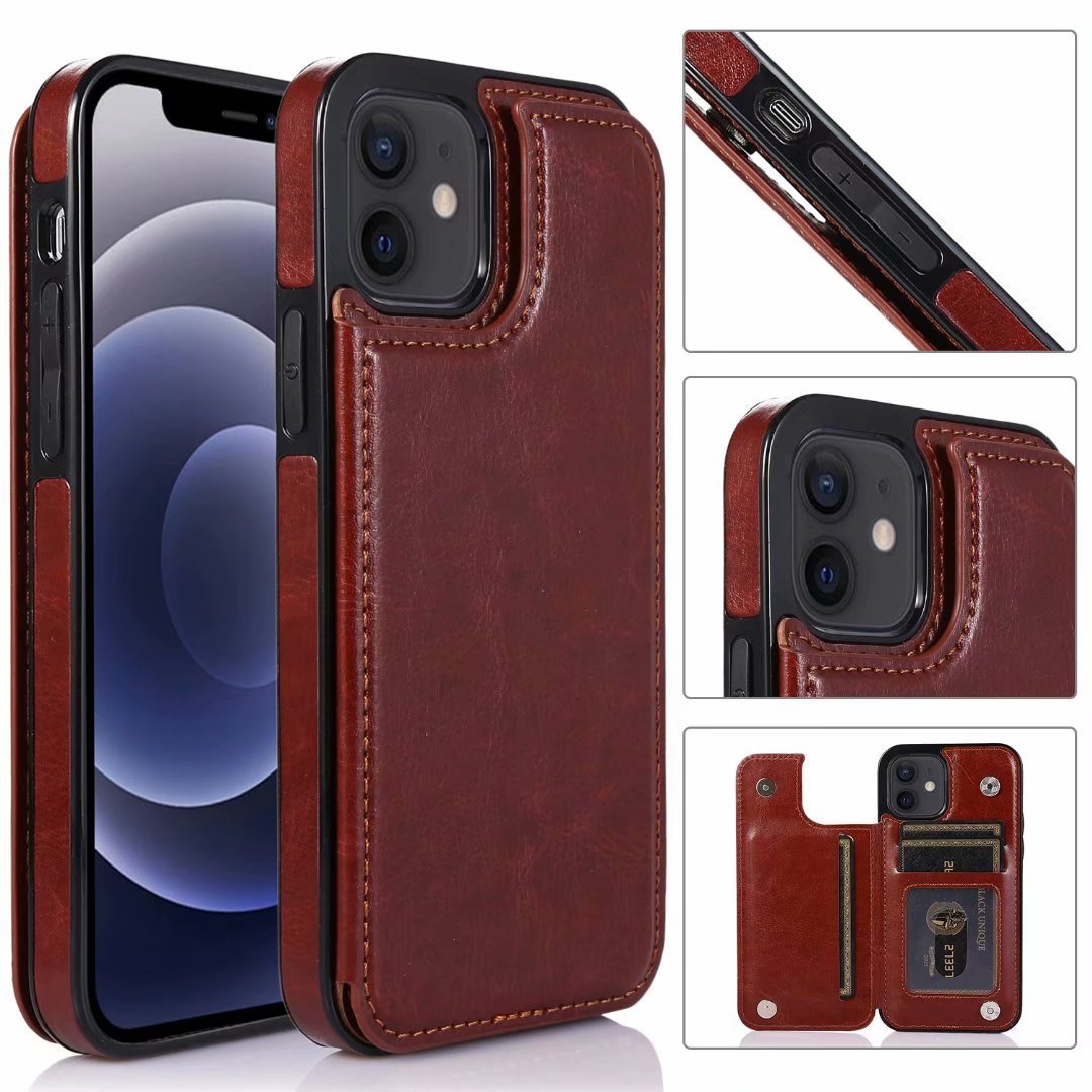 Leather Cover Card Slots Wallet Case For iPhone