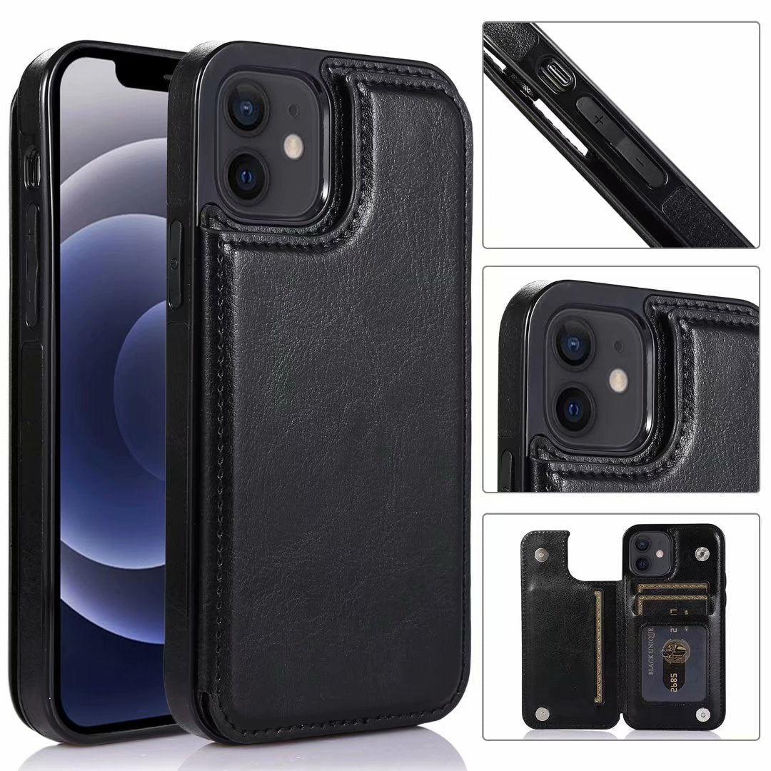 Leather Cover Card Slots Wallet Case For iPhone