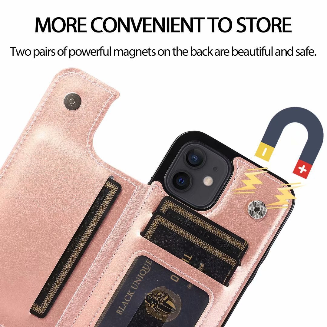 Leather Cover Card Slots Wallet Case For iPhone