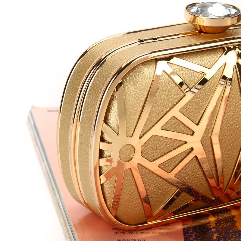 Metal Hollow PU Leather Party Purse and Handbag Wedding Clutches