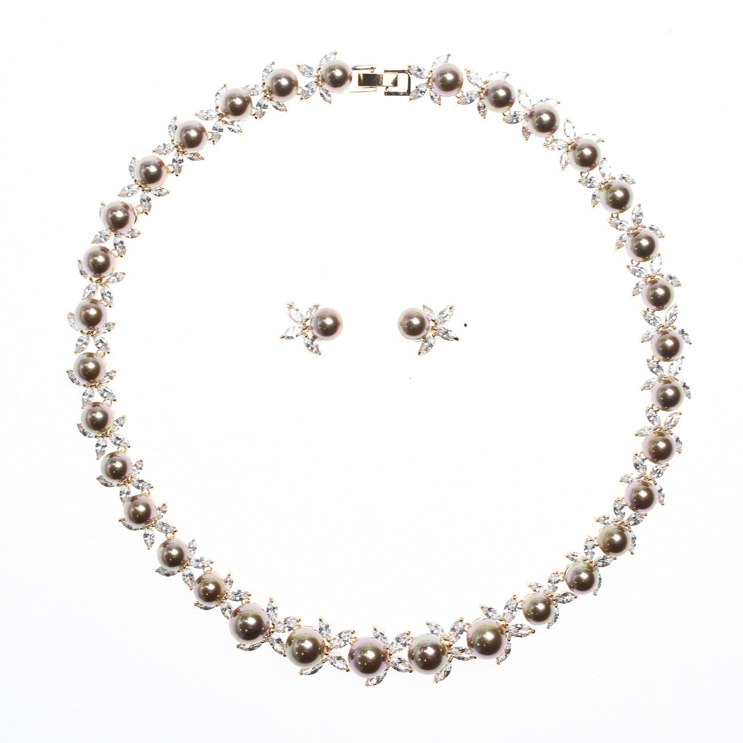 Mothers Birthstone Necklace Pearl Wedding Jewelry Sets
