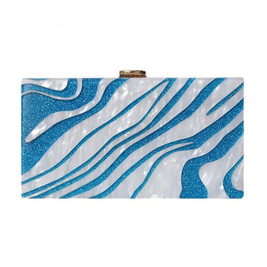 Party Chain Shoulder Bag Blue Acrylic Evening Wedding Purse