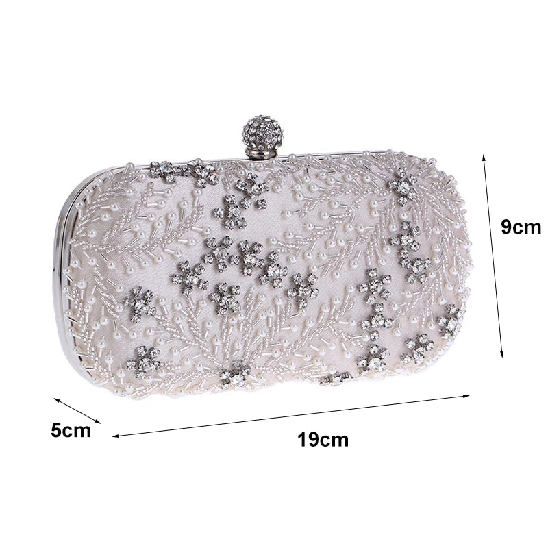 Pearl Clutch Purse Luxury Handbag Embroidery Evening Bag