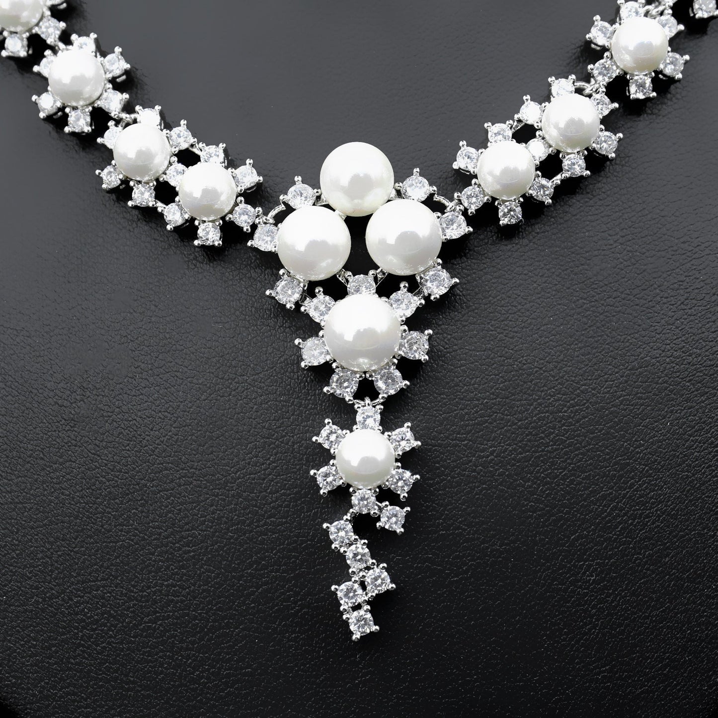 Pearl Cubic Zirconia Wedding Jewelry Sets Necklaces For Girls