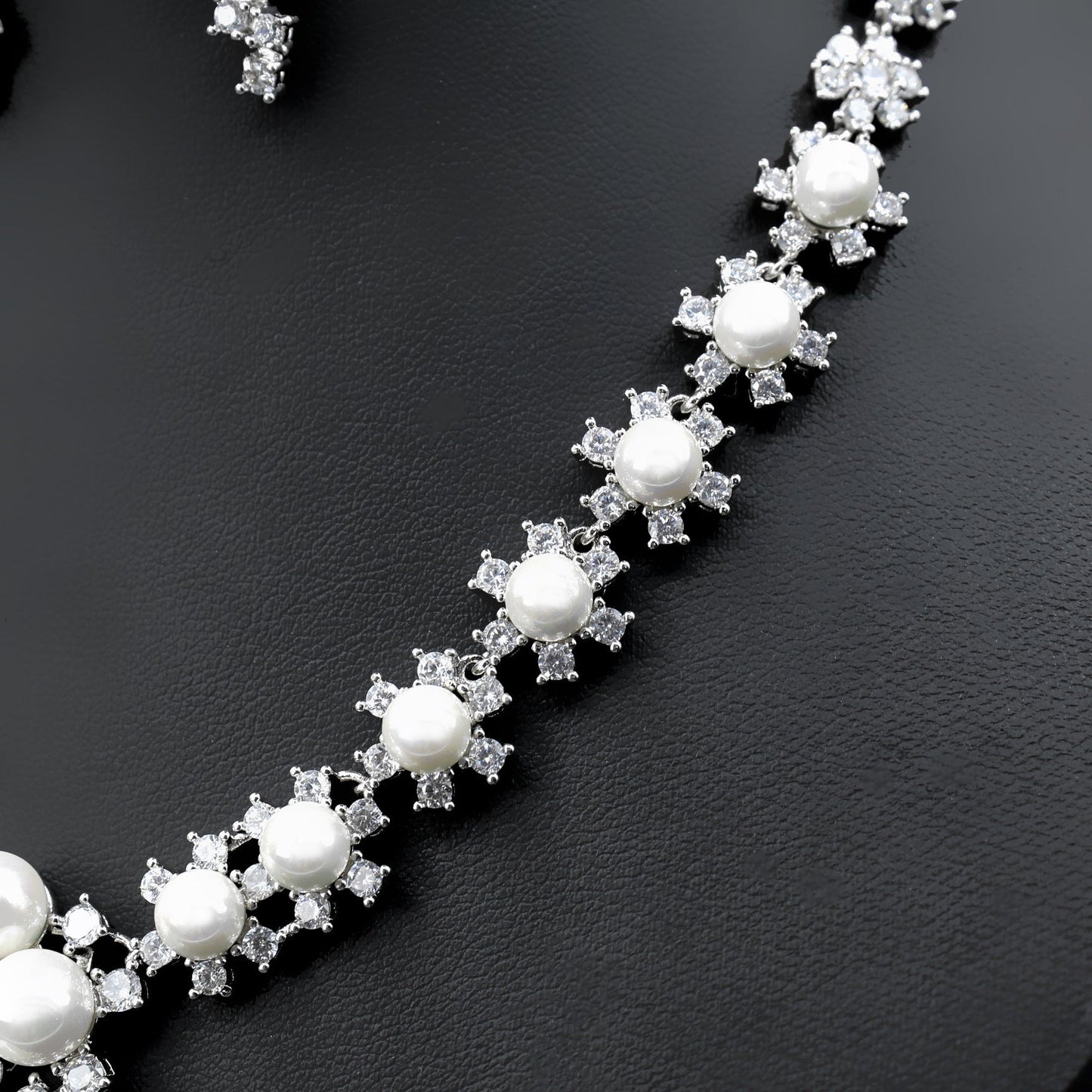 Pearl Cubic Zirconia Wedding Jewelry Sets Necklaces For Girls