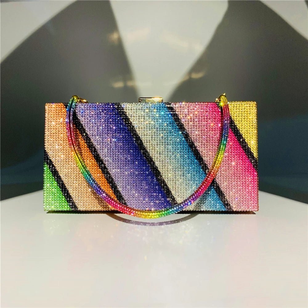 Rainbow Diamond Wedding Clutch Evening Purse and Handbag