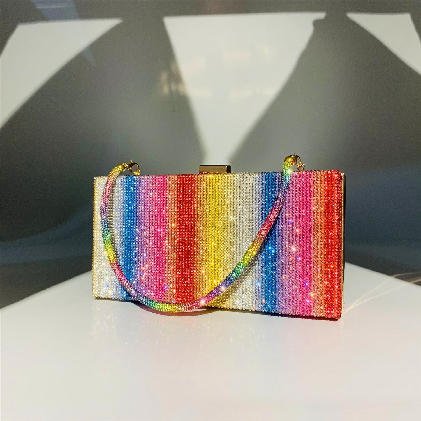 Rainbow Diamond Wedding Clutch Evening Purse and Handbag