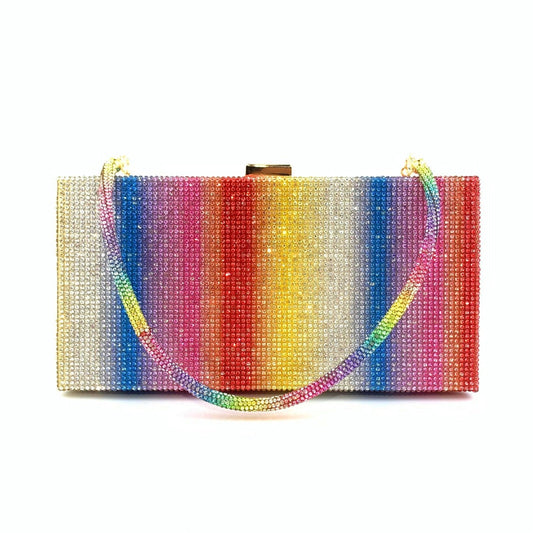 Rainbow Diamond Wedding Clutch Evening Purse and Handbag