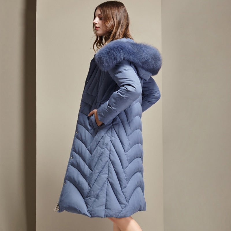 Real Fox Fur Hood Puffer Coats For Women