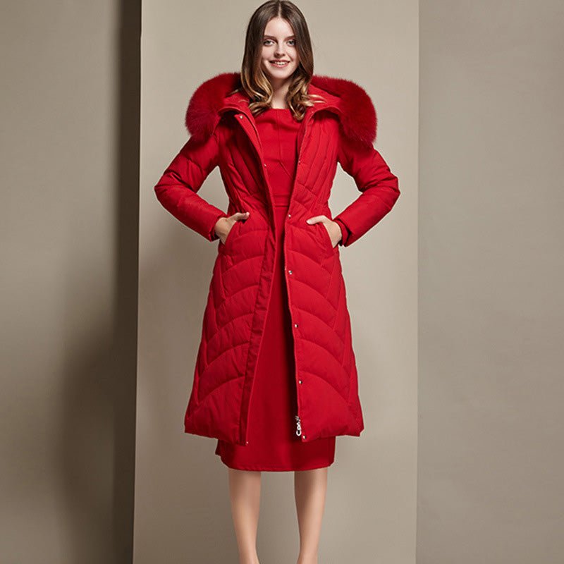 Real Fox Fur Hood Puffer Coats For Women