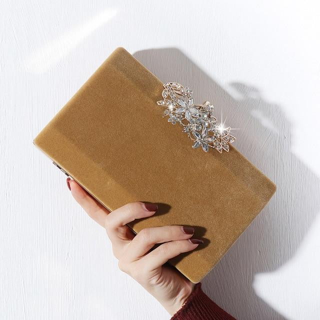 Rhinestone Evening Bag Exquisite Flower Lock Clutch